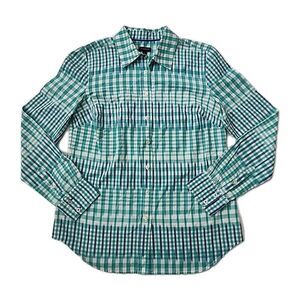 Talbots Top Women Size XS Green Plaid Long Sleeve Button Casual Career